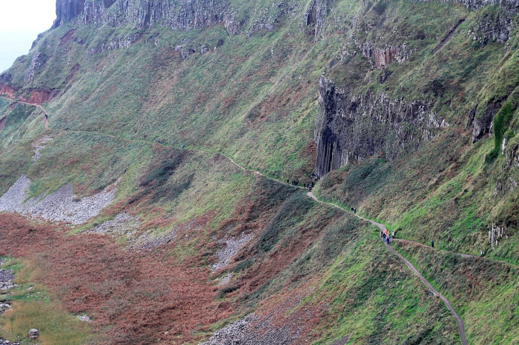 Pathway along the cliffs and hills on the Antrim Coast.