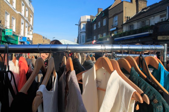 A clothing stall at Broadway Market.